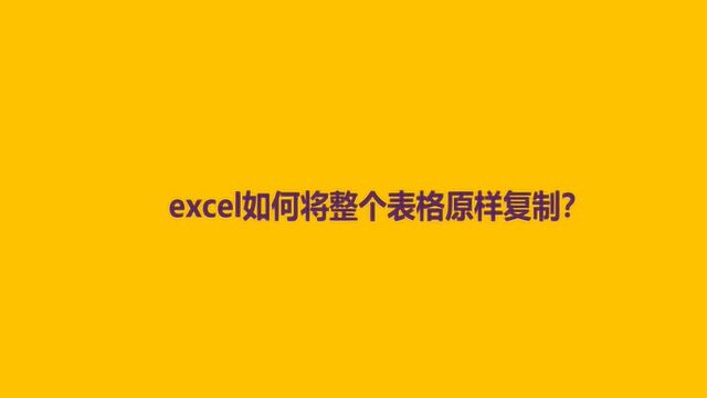 excel如何将整个表格原样复制?