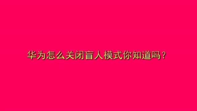 华为怎么关闭盲人模式你知道吗?