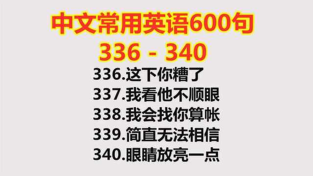 中文常用英语口语600句336340,英语小白也能学会的英语,来学习