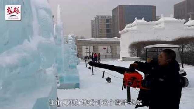 冰雕雪雕养护工:不畏严寒,让市民感受冰雪之美