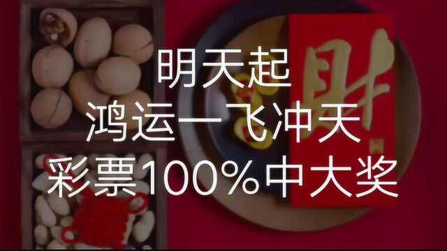 明天起,鸿运一飞冲天,彩票100%中大奖