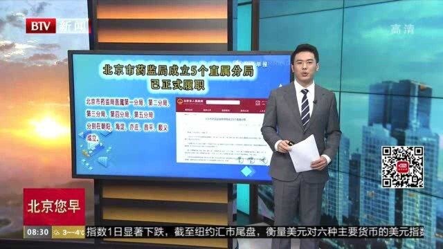 北京市药监局成立5个直属分局 已正式履职