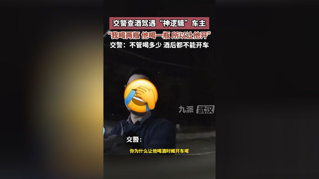 “我喝两瓶,他喝一瓶所以让他开”,交警:不管喝多少酒后都不能开车