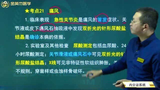 内分泌系统:痛风的临床表现、诊断鉴别看这里,痛风是怎么引发的,如何治?