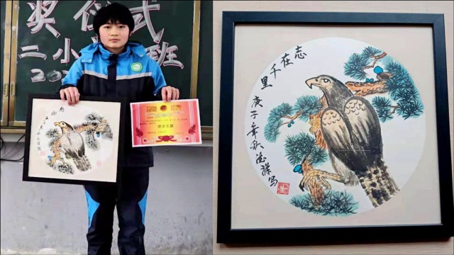 贵州小学老师画十几幅国画送学生 自掏腰包装上画框 学生高兴溢出屏幕