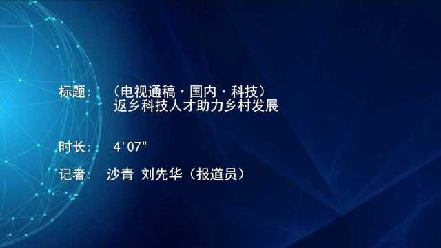 (电视通稿ⷥ›𝥆…ⷮŠ科技)返乡科技人才助力乡村发展