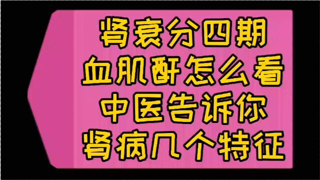 肾衰分四期,中医告诉你血肌酐值怎么看,肾病几个特征早发现