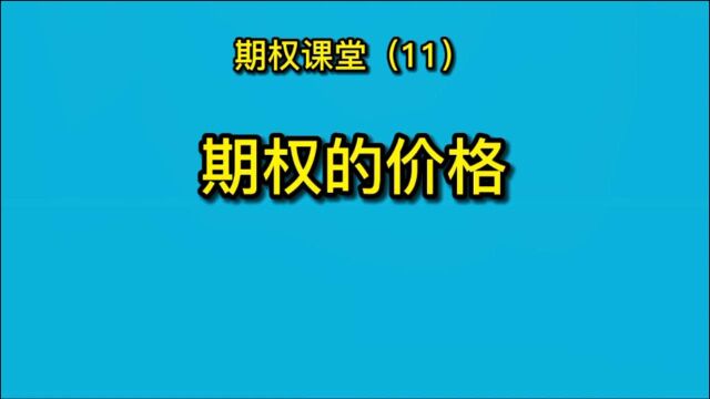 期权课堂11期权的价格