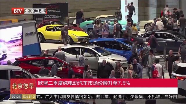 欧盟二季度纯电动汽车市场份额升至7.5%