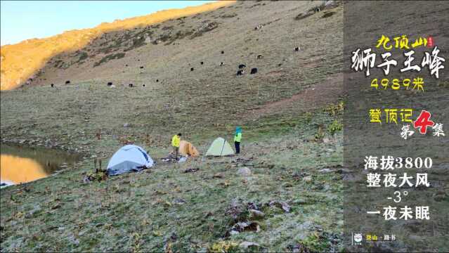 四川九顶山狮子王峰登山记4,露营煮面吃肉,大风低温高反未眠