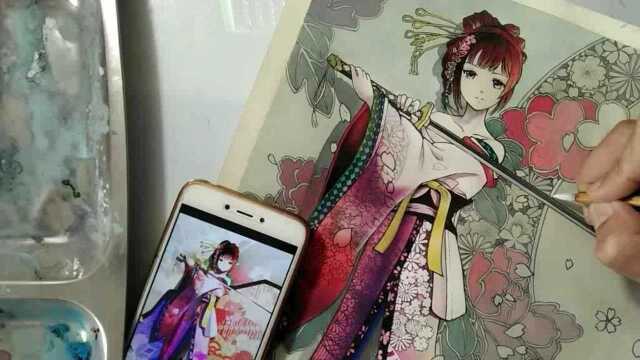 艺妓装7b 六分钟看完华丽和服锦上添花绘制花纹过程!