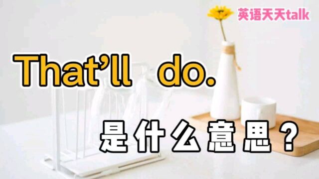 老外常说的“That'll do”,到底是什么意思呢?