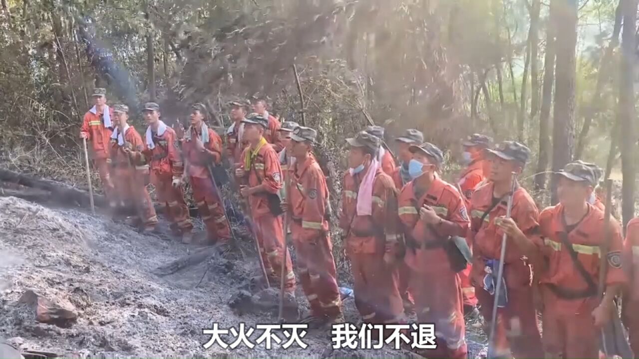 现场!重庆巴南山火明火被扑灭 一线官兵:大火不灭我们不退!