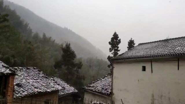 歙县许村今天下雪视频