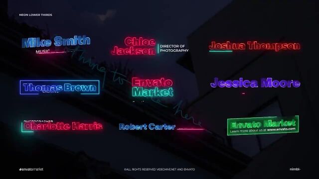 AEPR模板9种现代霓虹灯光字幕条动画 Neon Lower Thirds 