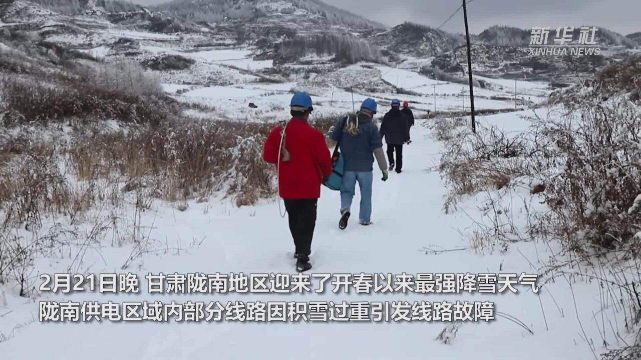 甘肃陇南:踏雪抢修保供电