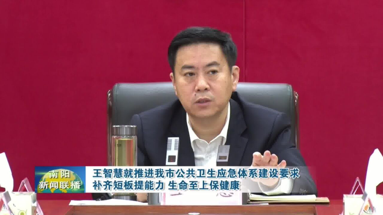 南阳:王智慧就推进公共卫生应急体系建设