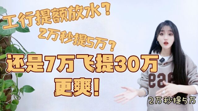 工行电话提额放水,2万秒提5万?还是7万飞提30万更爽?