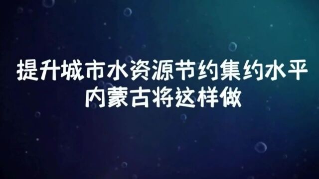 提升城市水资源节约集约水平 内蒙古将这样做