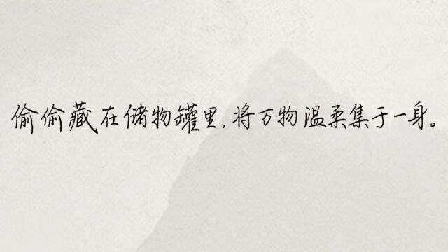 每日练字:偷偷藏在储物罐里,将万物温柔集于一身