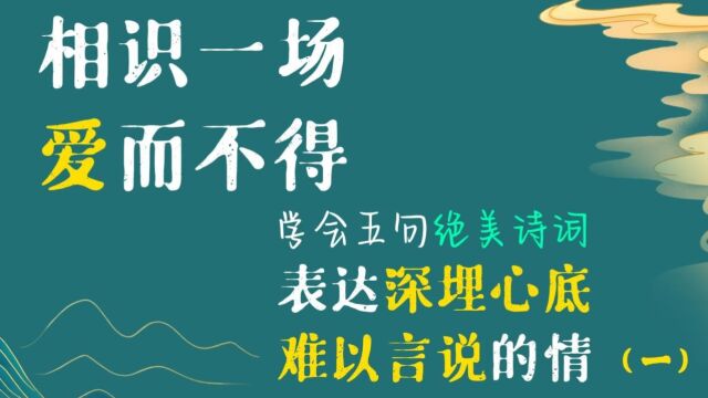 相识一场 爱而不得 学会五句绝美古诗词 表达深埋心底难以言说的情愫 (一)