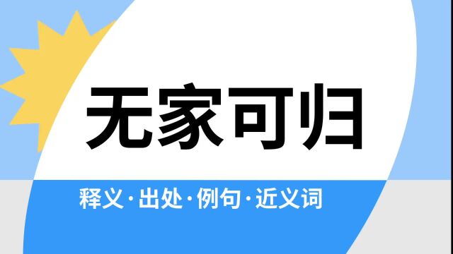 “无家可归”是什么意思?