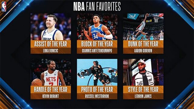 NBA官宣六大奖项：戈登荣获年度最佳扣篮奖，詹姆斯荣膺年度时尚奖，字母哥杜兰特东契奇威少也上榜