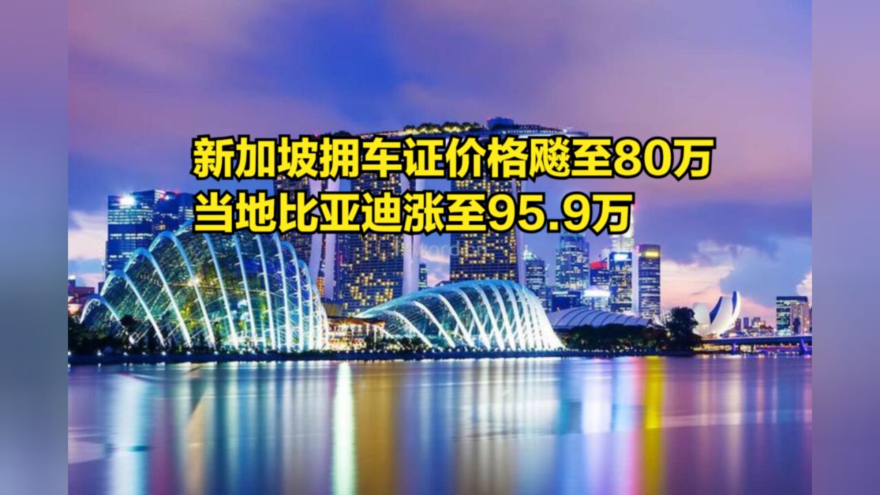 证比车还贵!新加坡拥车证价格飚至80万,当地比亚迪涨至95.9万