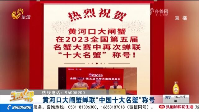 金名片!东营市黄河口大闸蟹蝉联“中国十大名蟹”称号