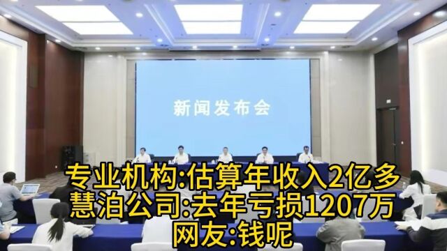 专业机构:估算年收入2亿多!慧泊公司:去年亏损1207万!网友:钱呢