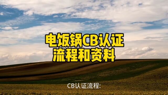 电饭锅厨房电器CB认证申请流程和资料是什么