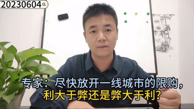 专家:尽快放开一线城市的限购,利大于弊还是弊大于利?