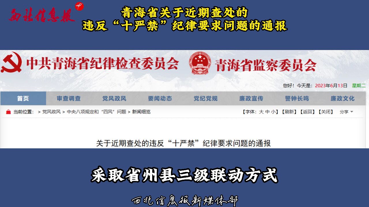 青海省关于近期查处的违反“十严禁”纪律要求问题的通报