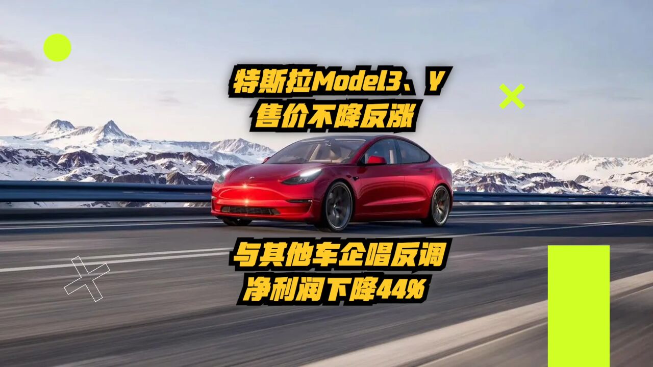 特斯拉Model3、Y售价不降反涨,与其他车企唱反调,净利润下降44%