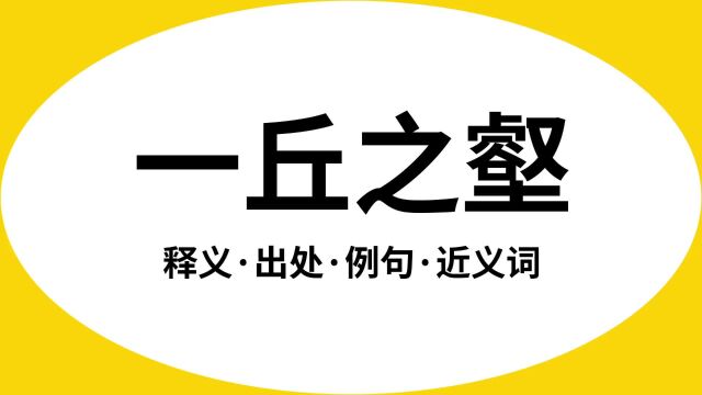 “一丘之壑”是什么意思?