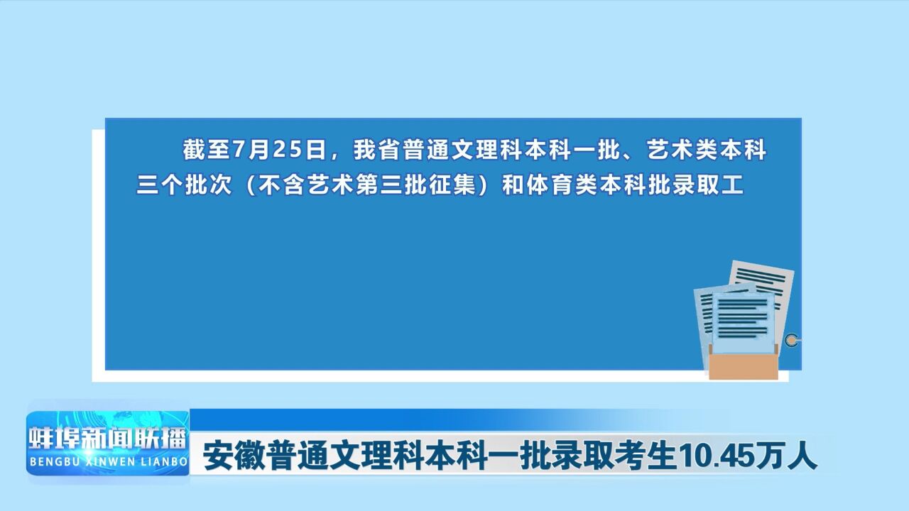 安徽普通文理科本科一批录取考生10.45万人