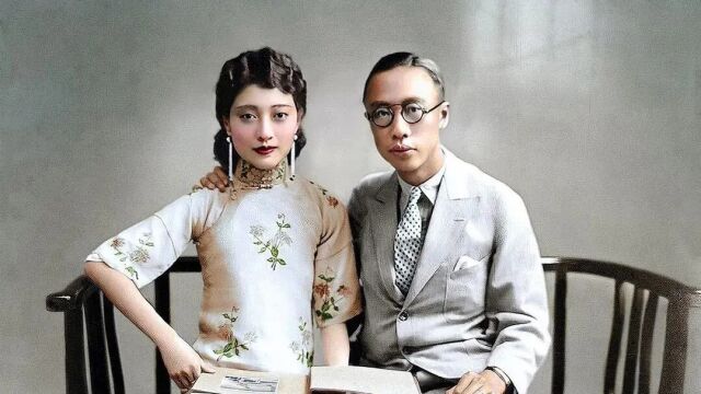 1927年,溥仪和婉容的合影,穿旗袍的婉容,端庄典雅,气质不凡