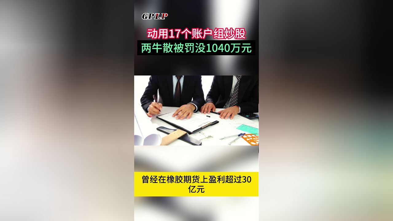 动用17个账户组炒股 两牛散被罚没1040万元