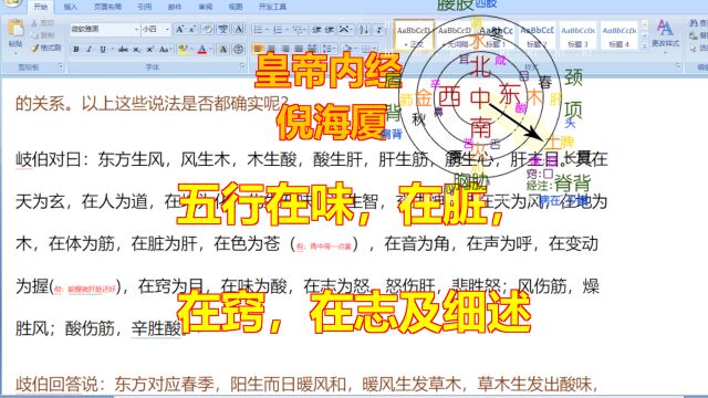 五行在味,在脏,在窍,在志及细述