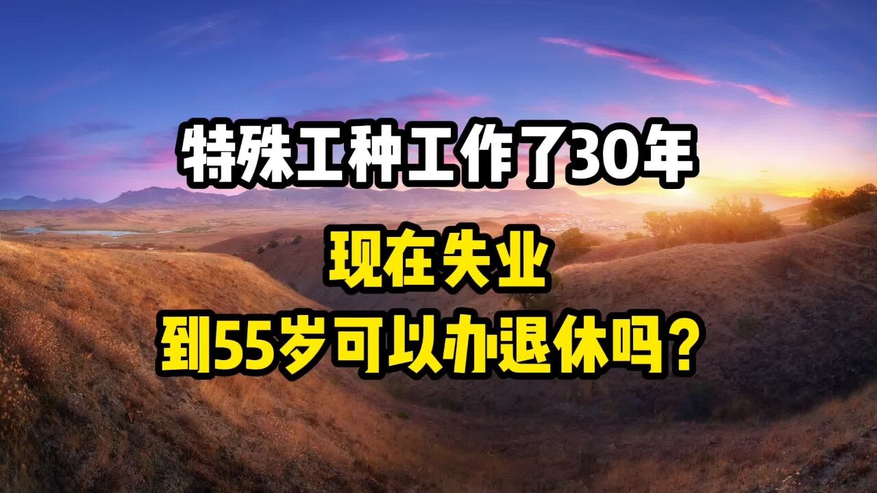 特殊工种工作了30年,现已失业,到55岁可以办理退休吗?