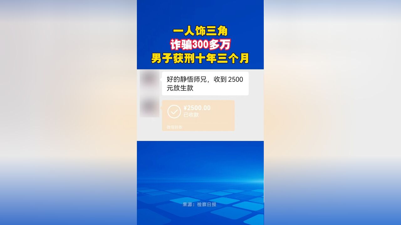 一人饰三角诈骗300多万!男子获刑十年三个月