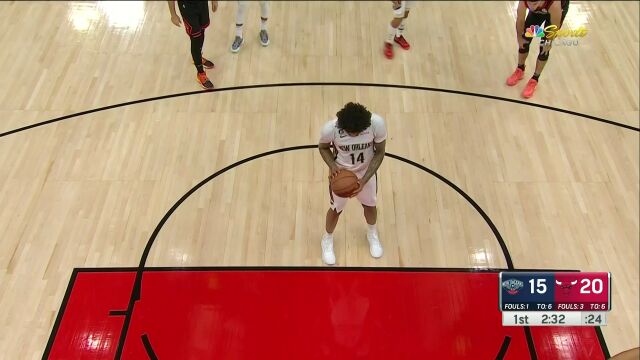  NBA常规赛：鹈鹕vs公牛第1节原声解说回放