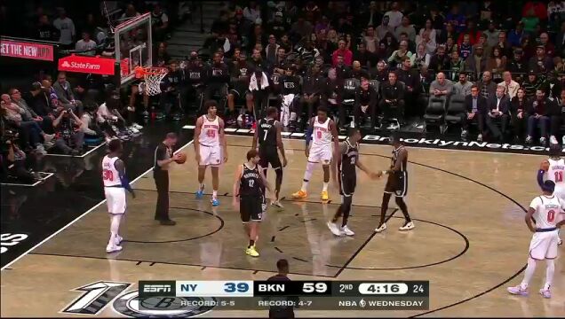 NBA常规赛：尼克斯vs篮网第2节英文原声回放