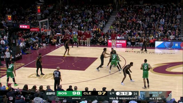 NBA常规赛：凯尔特人vs骑士 第4节英文解说回放