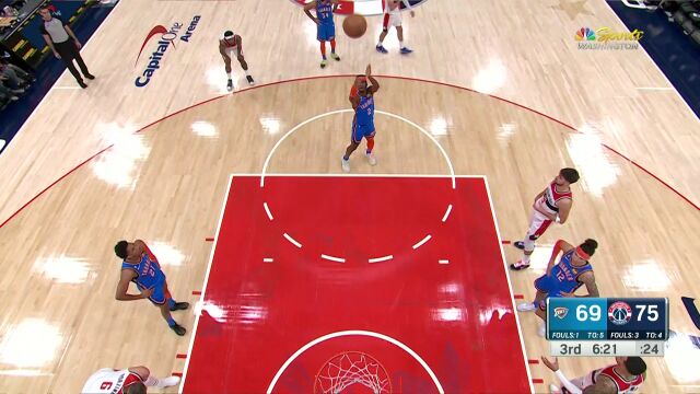 NBA常规赛：雷霆vs奇才第3节中文解说回放
