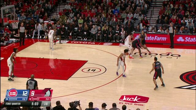 活塞vs开拓者第1节英文原声回放