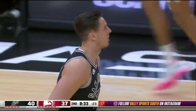 NBA常规赛：马刺vs老鹰第2节英文原声回放