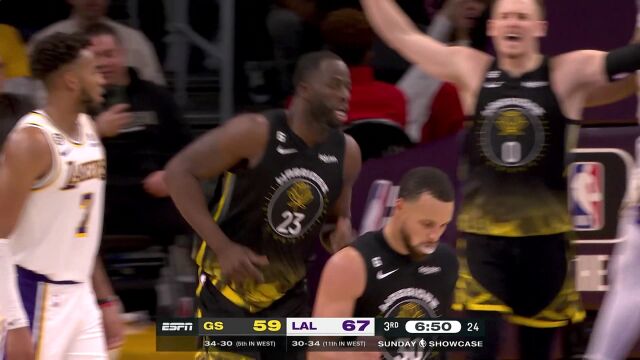 NBA常规赛：勇士vs湖人第3节中文解说回放