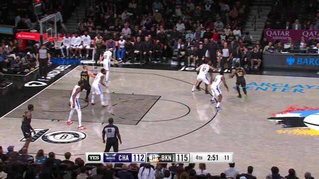 NBA常规赛：黄蜂vs篮网第4节英文原声回放