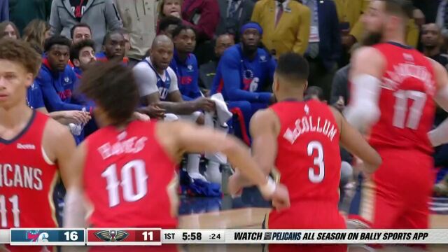 新奥尔良真正的炮神！麦科勒姆飙中11记三分射穿76人